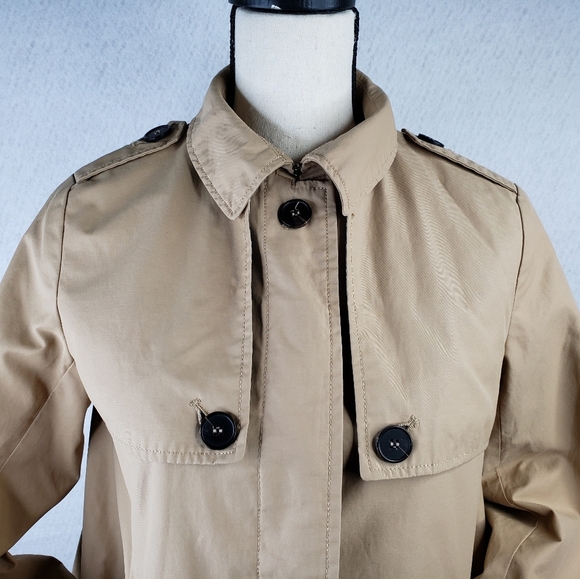 Zara Basics Outdoor Wear Womens Tan Lightweight Mid Length Button Up Jacket Sz M - Picture 2 of 14